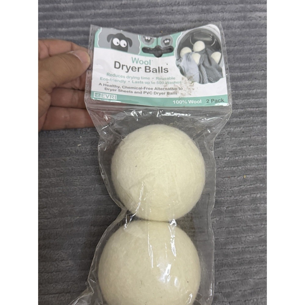 Evriholder Wool Dryer Balls 2-Pack (2021) Brand New Factory Bagged USA Laundry